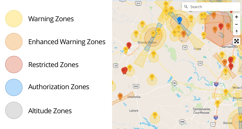 Drone restricted clearance areas map